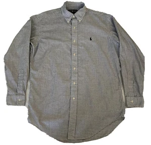 Men’s POLO RALPH LAUREN “Yarmouth” Checkered L/S Cotton Polo Shirt Sz 15”x33” - Picture 1 of 7