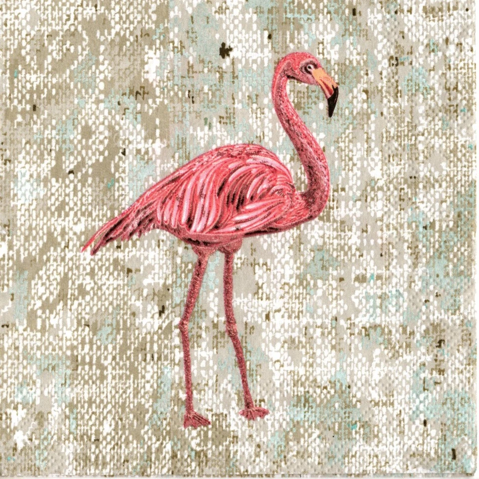 Serviettes en papier flamant rose désign toile de jute 2. paper napkins flamingo