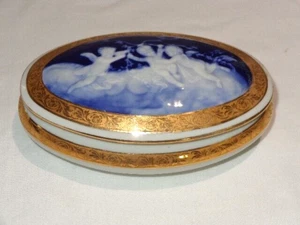 Fine Chastagner Limoges France Pate Sur Pate Cherubs Covered Dresser Vanity Box - Picture 1 of 3
