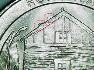 2013-P Homestead Nebraska Quarter with Snow on Roof Die Chip, #0225240941P - Picture 1 of 4