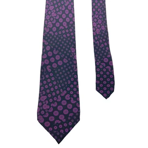 Corbata de seda con patrones Cerruti 1881 | Diseñador de alta gama vintage negro púrpura de colección - Imagen 1 de 4