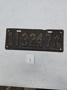 1919 Wisconsin License Plate Tag - Picture 1 of 2
