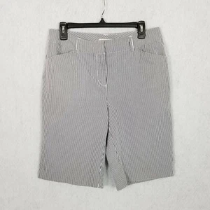 JONES NEW YORK Sport Stretch Striped Bermuda Shorts ~ Blue White ~ Size 8 - Picture 1 of 5