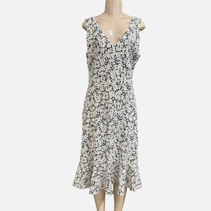 Donna B Taylor Blooms White Floral Print Midi Dress Cottagecore Feminine Size 16 - Picture 1 of 7