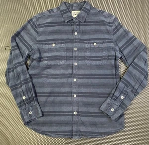 Converse One Star Flannel Shirt Mens Medium Navy Blue Striped Long Sleeve - Picture 1 of 5