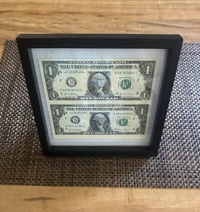 Uncut Two Note $1 Dollar Sheet ($2) Uncirculated W/ Standing Frame - Picture 1 of 4