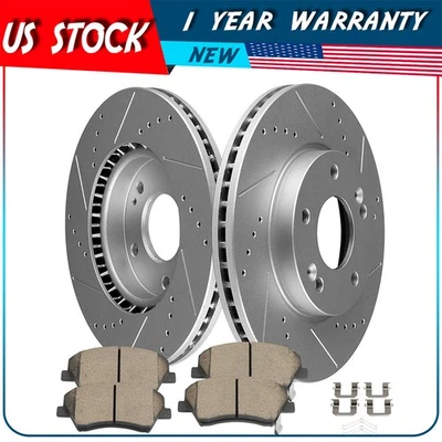 Drill Slot Rotor Front Brake Ceramic Pad For Hyundai Elantra 2017-2020 1.4L,2.0L - Image 1 of 4