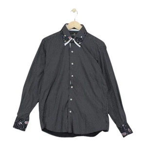 Claudio Lugli Polka Dot Shirt Mens Size L Black Slim Fit Cotton - Picture 1 of 14