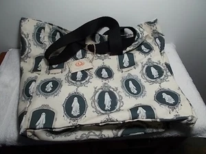 Halloween gerahmte Geister elfenbein & schwarz Baumwolle wiederverwendbare Tragetasche Tragetasche - Bild 1 von 3