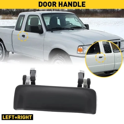 Door Handle For 2001-2011 Ranger Ford Mazda B2300 B2500 Smooth Black Front Outer - Image 1 of 4