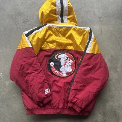 Chaqueta De Colección Starter Florida State Seminoles Para Hombres 2XL Roja Puffer Con Capucha FSU Foto 1 de 3