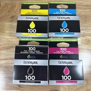 Lexmark 100 Standard Yield Ink Cartridge Lot OEM Black Yellow Cyan Magenta Color - Picture 1 of 10