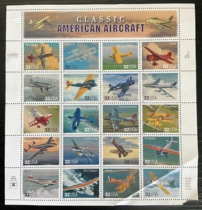 32 cent Classic American Aircraft full Sheet of 20 Scott #3142, Mint NH - Picture 1 of 3