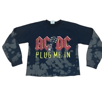 Sudadera ACDC Para Mujer Pequeña Negra Ácida Tie Dye Pullover Manga Larga Gráfico Foto 1 de 4