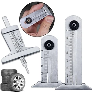 Stainless Steel Car Tyre Tire Tread Depth Gauge Ruler Caliper Measuring Tool - Foto 1 di 13