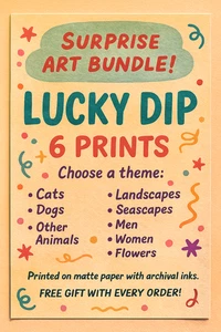 Lucky Dip Konvolut 6 5"x7" Drucke auf mattem Papier | Spaß Überraschung Kunstwerk Sammlung - Bild 1 von 12