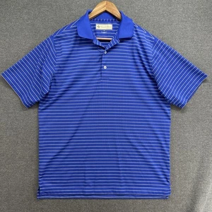 Donald Ross Poloshirt Herren mittelblau schwarz weiß Nadelstreifen Kurzarm - Bild 1 von 6