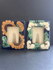 2 Mexico Talavera Floral Picture Frames Ceramic Hand Painted Fits 3.5x5” Photo - Picture 1 of 24
