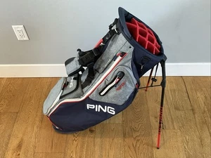 Ping Hoofer 14 Stand Bag w/ Rain Hood - Gray/Navy/Red Nice Condition Free Ship! - Picture 1 of 14