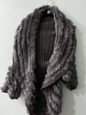 CHAQUETA SUÉTER CÁRDIGAN DE LUJO MAGNÍFICA PIEL REAL RICHGRAY FELPA SUAVE DE PUNTO MÉTRICO Foto 1 de 4
