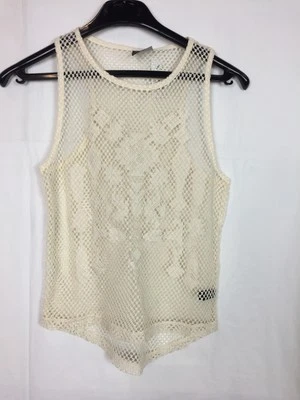 Undiz Damen Netzshirt Netztop Tanktop Top Apibriz Netzoberteil Sommer Beige, XS