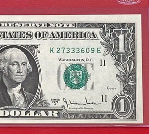 1977 A $1 DOLLAR BILL ( DALLAS K ) UNCIRCULATED - Picture 1 of 3