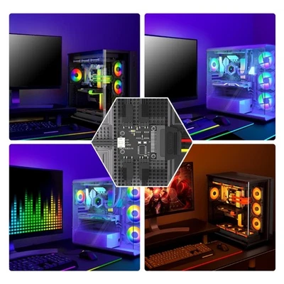 4 Port 5V ARGB Fan LED Sync Controller with USB2.0 9Pin Cable for Desktop - Image 1 of 4