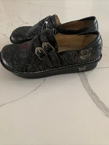 Scarpe Alegria PG DONNA 42 nere argento pelle floreale slip on ALL-571 11,5-12 - Foto 1 di 20
