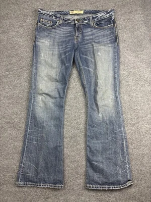 BKE Sabrina Jeans Womens 32x31.5 Blue Bootcut Distressed Faded Denim Embroidered - Image 1 of 4