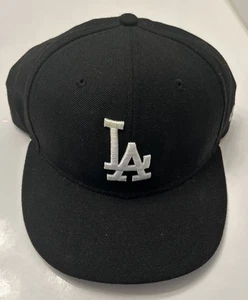 New Era 59Fifty Hat MLB Basic Los Angeles Dodgers, Black Cap 7 3/8 - Picture 1 of 3