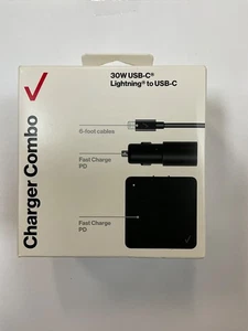 Combo cargador Verizon 30W USB-C Lightning a USB-C (coche y pared) certificado MFi - Imagen 1 de 2
