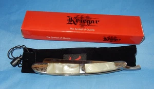 Kriegar KG106 Straight Razor Silver & Pearl Look Handle in Box with Pouch - NEW - Bild 1 von 12
