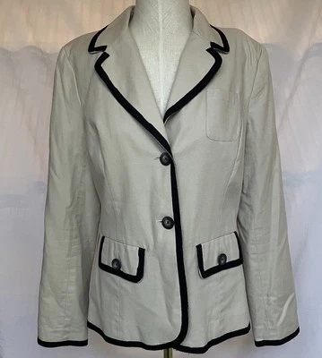 Blazer para mujer Merona beige forrado negro de un solo pecho talla 12 Foto 1 de 4
