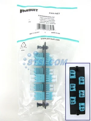 Painel de fibra Panduit FAP6WAQDLCZ com 6 adaptadores LC 10Gig duplex SM/MM Aqua ~STSI - Imagem 1 de 3