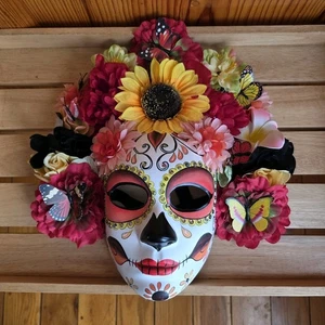 Day of the Dead Mask Women Halloween Masquerade Butterflies/Florals Party - Picture 1 of 16