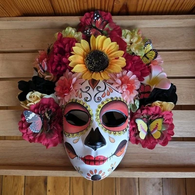 Day of the Dead Mask Women Halloween Masquerade Butterflies/Florals Party - Image 1 of 4
