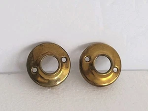 Pair Of Antique Vtg Steel 1 3/4" Door Rosettes Victorian Doorknob Escutcheons - Picture 1 of 11