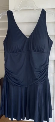 Verano Mae Para Mujer XL Negro Una Pieza Vestido de Baño Acanalado Falda Traje de Baño Modesto Foto 1 de 4
