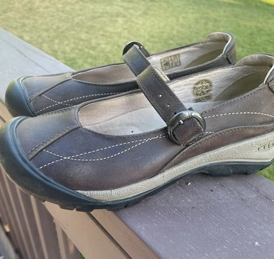 Zapatos Keen Toyah Mary Jane 7 Marrón Cuero Hebilla Cómodos Mujer Camping Foto 1 de 4