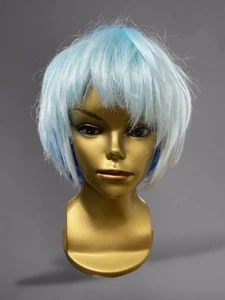 Vintage 00s Icy Blue Short Bob Cosplay Costume Wig Anime Emo Cyber Futuristic - Picture 1 of 4