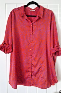 CAMICIA DONNA LUNGA ROSSO/LILLA FANTASIA ANIMALIER TAGLIA 20 DI PAPAYA - Foto 1 di 4