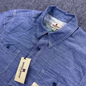 Woolrich Atlas Chambray Shirt Men's M Button Up Short Sleeve Casual Workwear - Picture 1 of 12