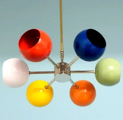 6 Arms Eyeball Mid Century Brass Chandelier Pinwheel Ceiling Light Pendent Gift - Image 1 of 4