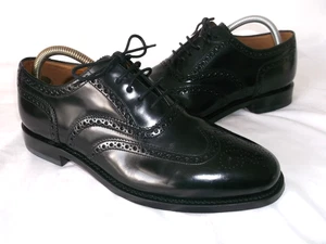 PVP £189 ZAPATOS BROGUE DE CUERO NEGRO LOAKE "ESTILO 202B" PARA HOMBRE TALLA 7 REINO UNIDO EXCELENTES - Imagen 1 de 17