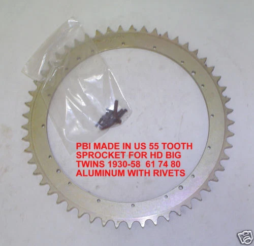  PIÑÓN TRASERO HARLEY DAVIDSON 1930-58 61 74 80 ALUMINIO PBI 55 DIENTES Foto 1 de 1