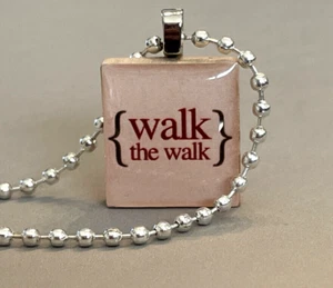 Walk The Walk Scrabble Tile Pendant Necklace Handmade Religious Charm Gift Idea - Picture 1 of 3