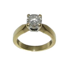 Femmes 18ct or Jaune Bague Parure Avec 1/3ct Solitaire Diamant, UK Taille L - Photo 1/9