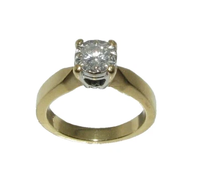 Femmes 18ct or Jaune Bague Parure Avec 1/3ct Solitaire Diamant, UK Taille L - Photo 1/4