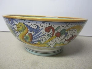 LARGE 11 1/2 " LABOR DERUTA ITALY RAFFAELLESCO DRAGON SALAD SERVING BOWL READ - Picture 1 of 16