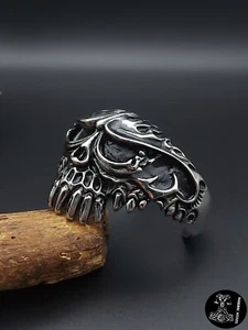 XXL Armspange Totenkopf Edelstahl Massiv Skull Schwer Biker Gothic Kostüm NEU - Bild 1 von 11
